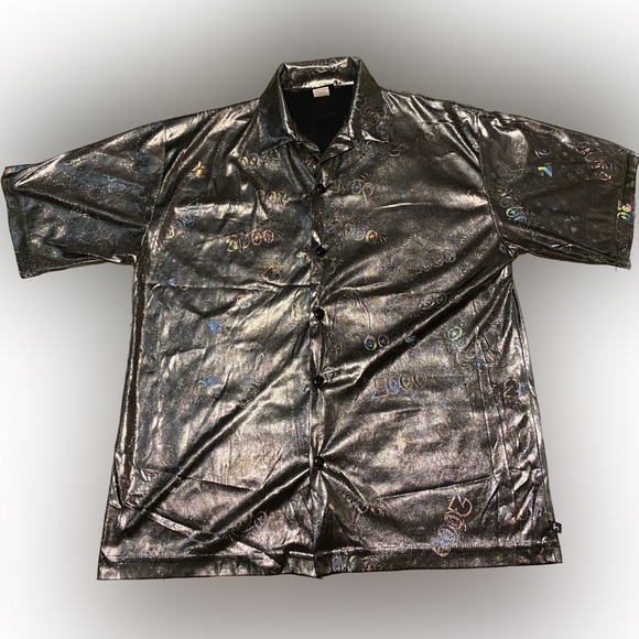 Men's Vintage Short Sleeve Large Silver NYE Y2K 2000 Celebration Shirt - Picture 4 of 11